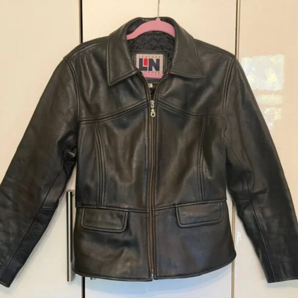 Lin New YorkNetwork motorcycleleather jacket, women, black size S/M 8